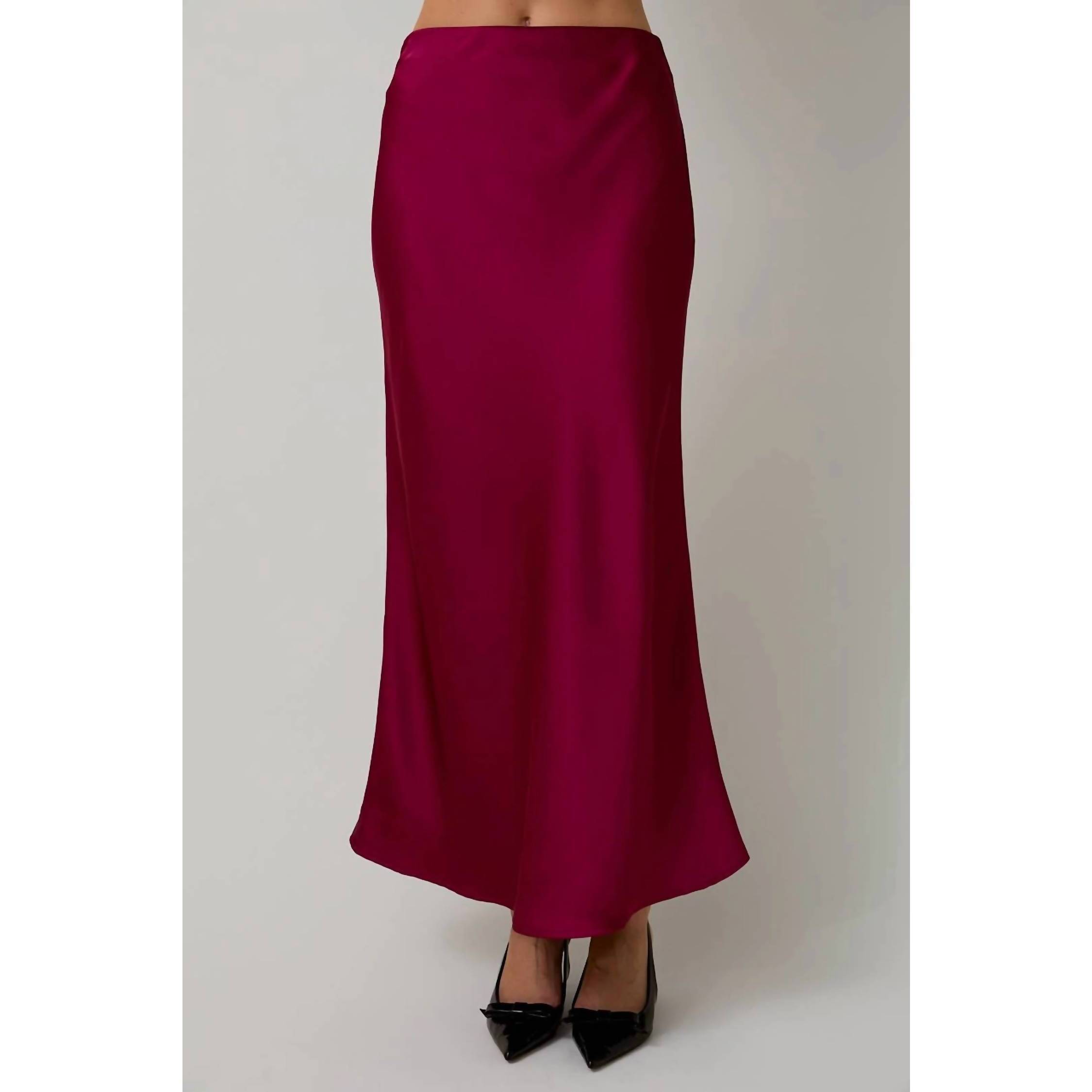 New Sunday Edition Bias Cut Satin Midi Skirt In Cranberry